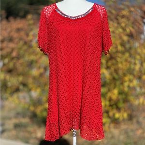 Red Lace Brittany Black Blouse ~ Women’s 2X Large